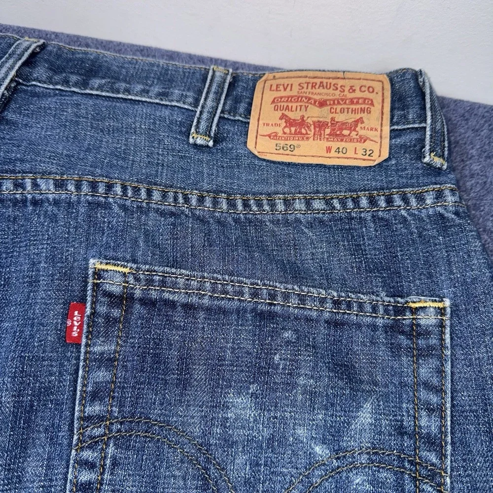 Vintage Levis 569 Jeans Mens 40x32 Blue Loose Straight Baggy Y2k Grunge Wide Leg